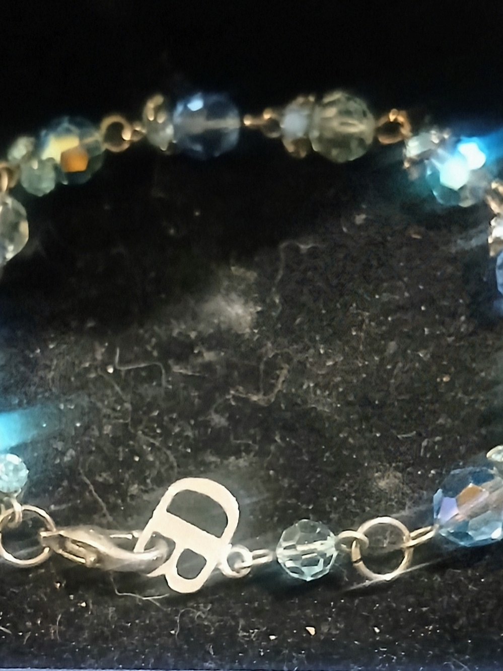Faceted Blue Crystal Bracelet with Silver Accent and Logo Charm